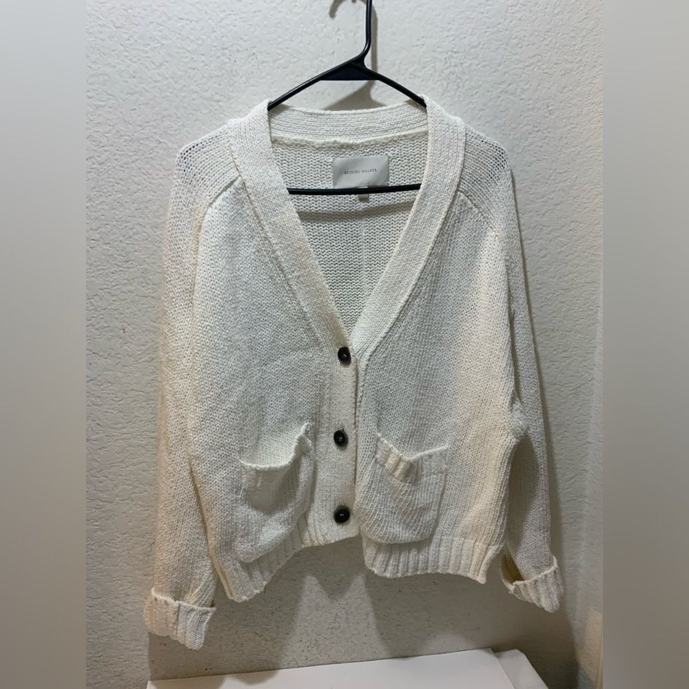 Brochu Walker The Cropped Cardigan Salt White Women's size L